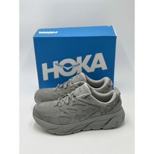 Hoka One One U Clifton L Suede Limestone/Grey Men's 6.5 /Women's 7.5 NEW